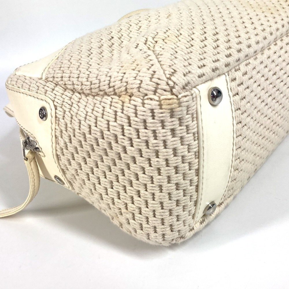 CHANEL Logo Shoulder Bag Leather Canvas Women's Ivory - Picture 7 of 16